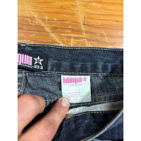 Bubblegum USA Y2K Bootcut Jeans Women’s 3/4 Blue 100% Cotton Made in USA - Picture 4 of 8